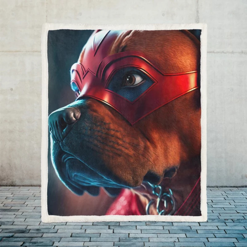 Superhero Dog with Red Mask Print Sherpa Fleece Blanket