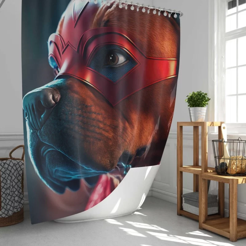 Superhero Dog with Red Mask Print Shower Curtain