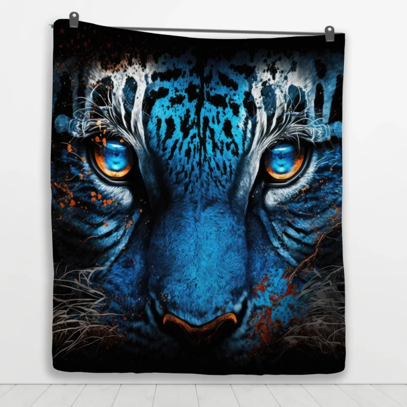 Symbolic Tiger Rage Art Quilt Blanket 1