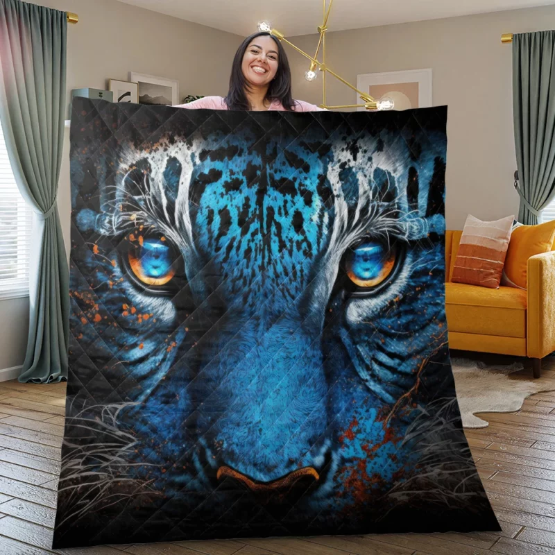 Symbolic Tiger Rage Art Quilt Blanket