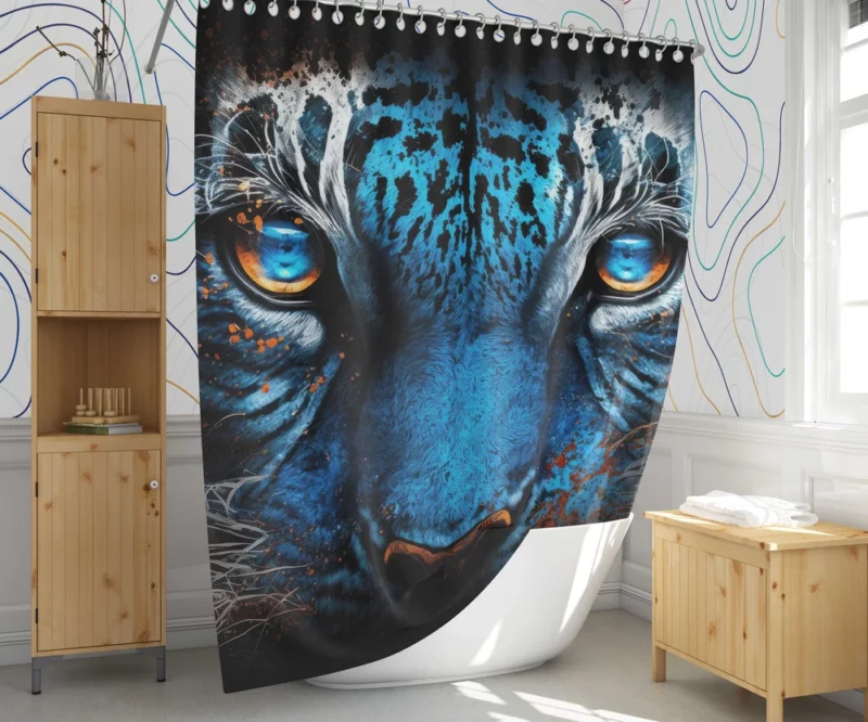 Symbolic Tiger Rage Art Shower Curtain 1