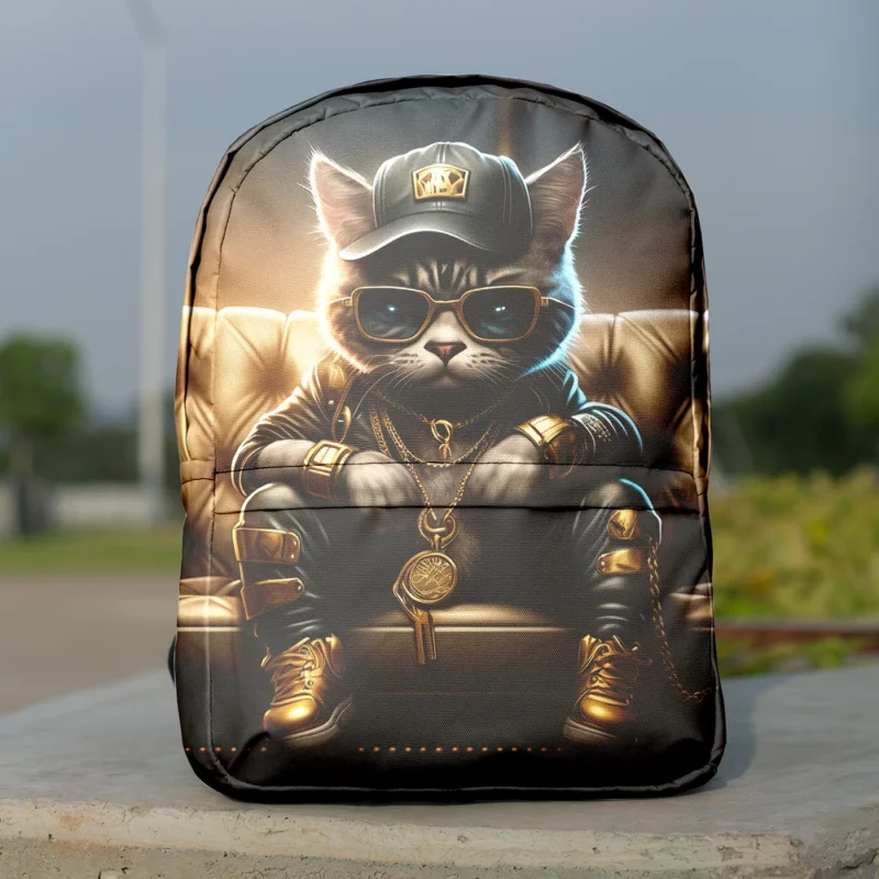 Thug Life Cat with Gold Chains Backpack