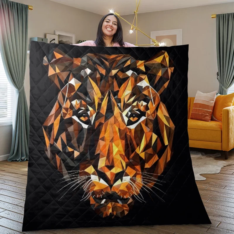 Tiger Figure in Window Display Quilt Blanket