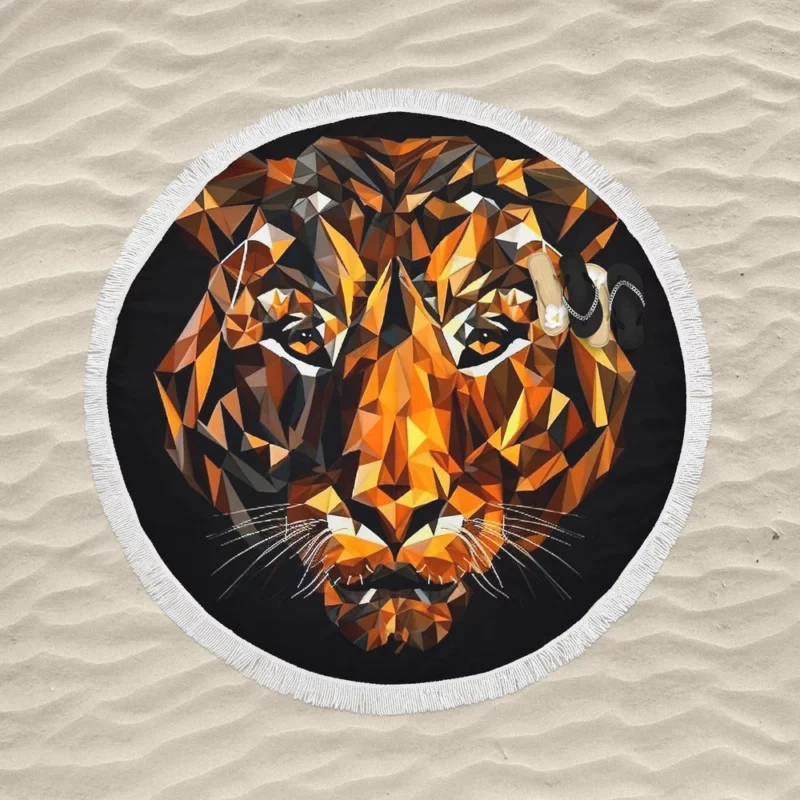 Tiger Figure in Window Display Round Beach Towel