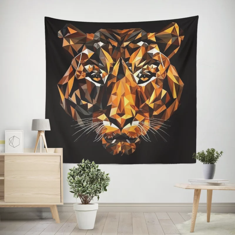 Tiger Figure in Window Display Wall Tapestry