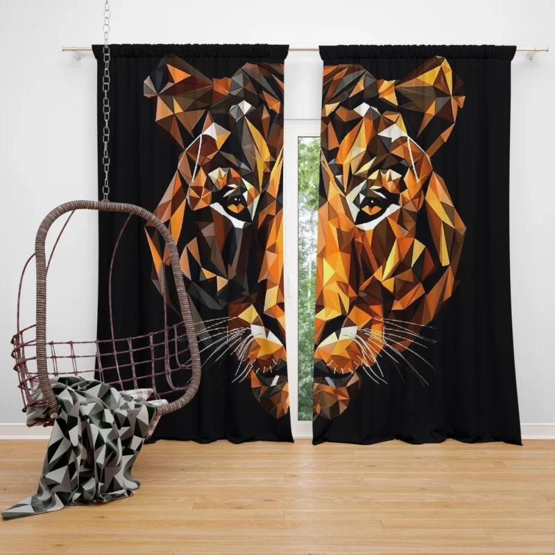 Tiger Figure in Window Display Window Curtain