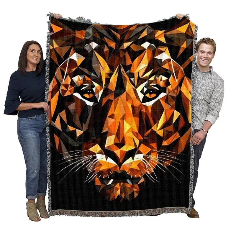 Tiger Figure in Window Display Woven Blanket