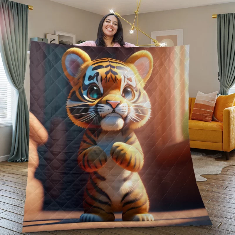 Tiger Galaxies in Space Quilt Blanket