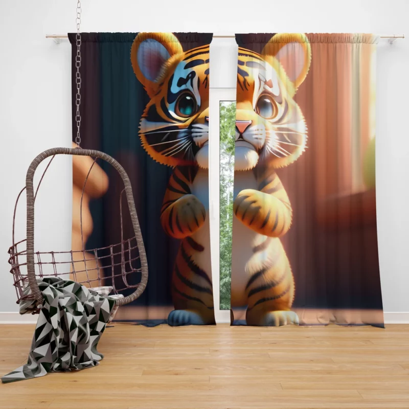 Tiger Galaxies in Space Window Curtain