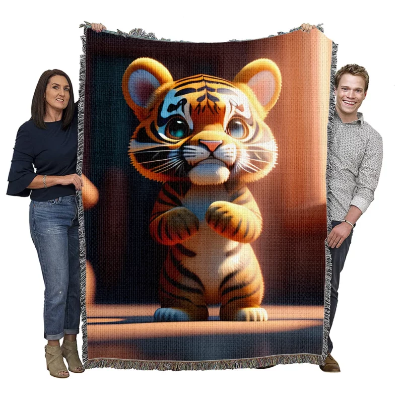 Tiger Galaxies in Space Woven Blanket