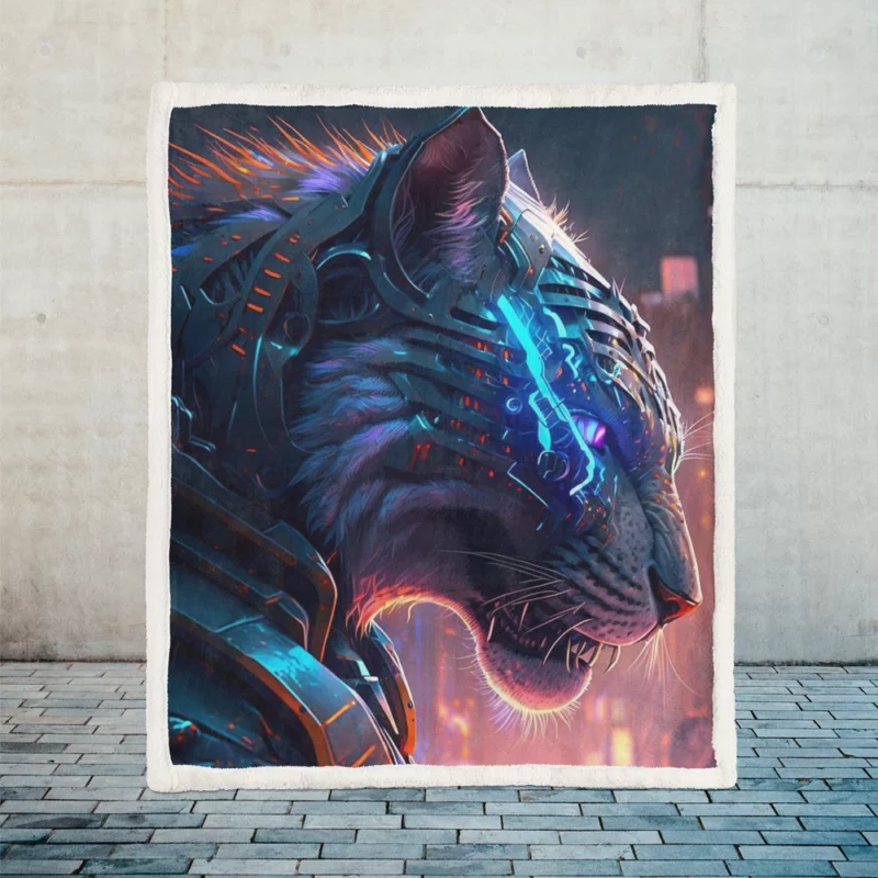 Tiger with Glowing Eye Sherpa Fleece Blanket