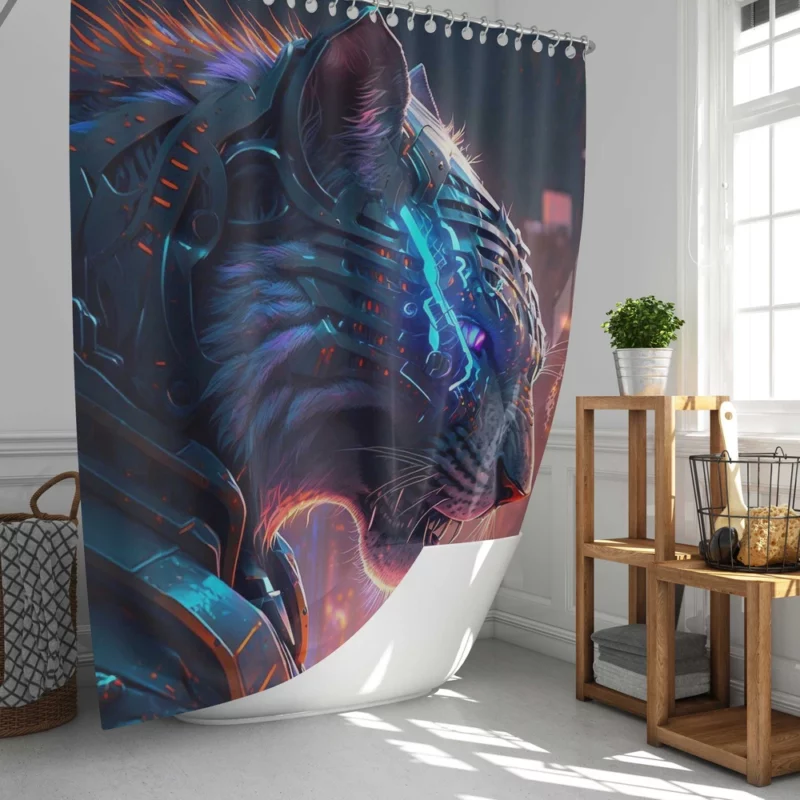 Tiger with Glowing Eye Shower Curtain