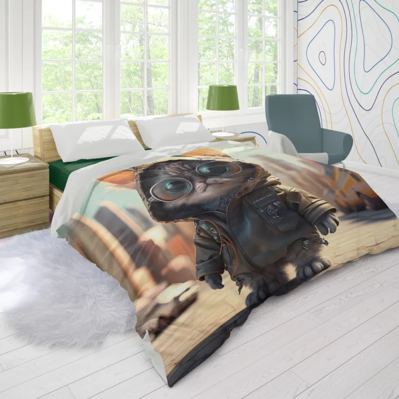 Tiny Realistic Kawaii Cat Duvet Cover