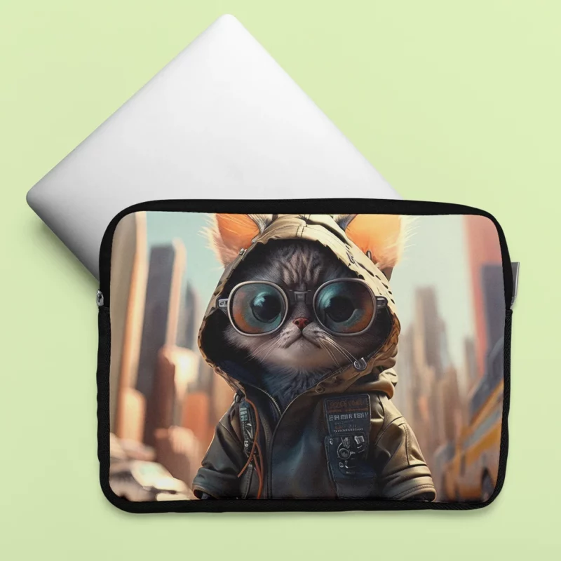 Tiny Realistic Kawaii Cat Laptop Sleeve