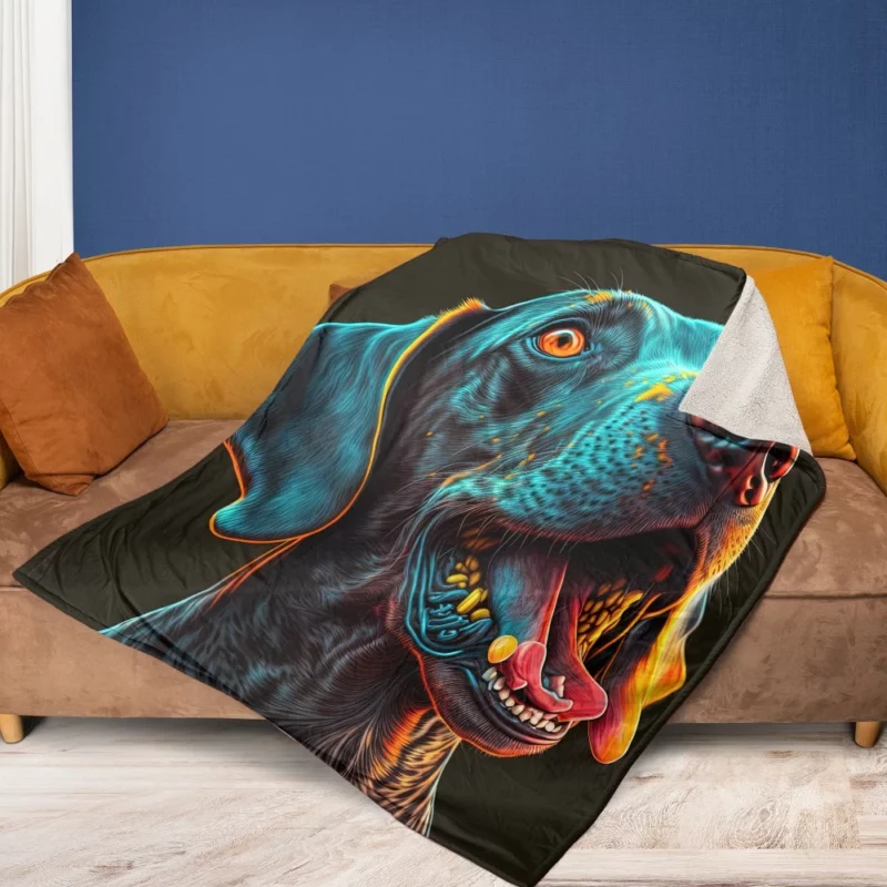 Tongueless Dog Illustration Print Fleece Blanket 1