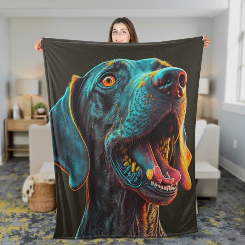 Tongueless Dog Illustration Print Fleece Blanket 2