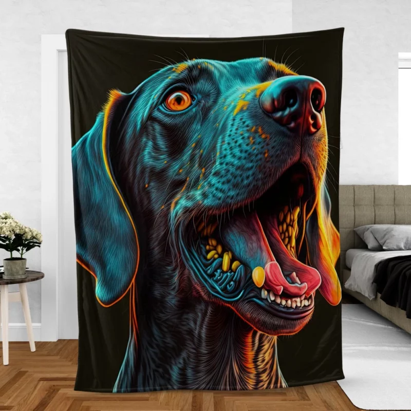 Tongueless Dog Illustration Print Fleece Blanket