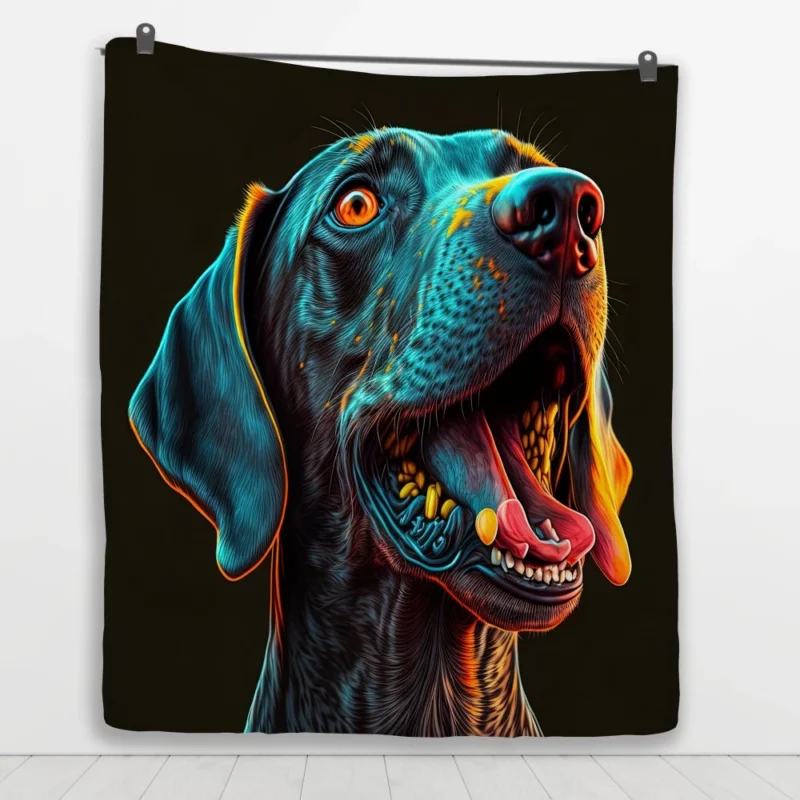 Tongueless Dog Illustration Print Quilt Blanket 1
