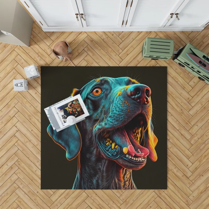 Tongueless Dog Illustration Print Rug