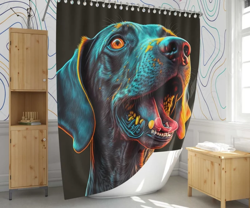 Tongueless Dog Illustration Print Shower Curtain 1