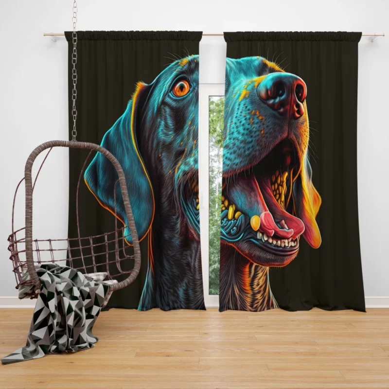 Tongueless Dog Illustration Print Window Curtain