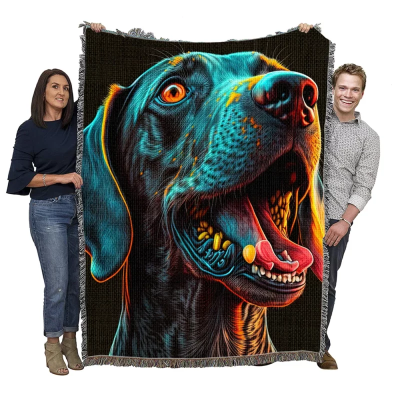 Tongueless Dog Illustration Print Woven Blanket
