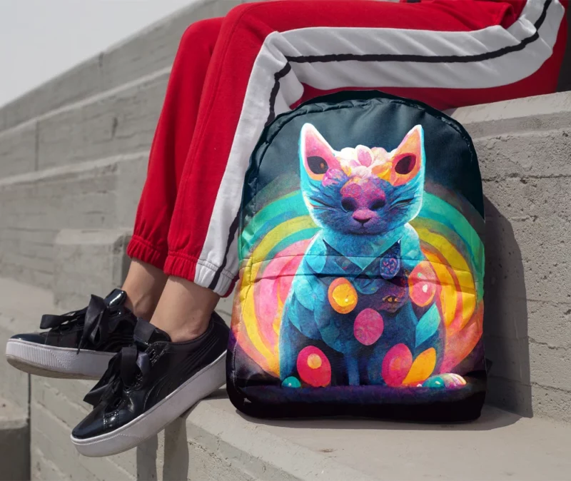 Trippy Psychedelic Cat Portrait Backpack 1