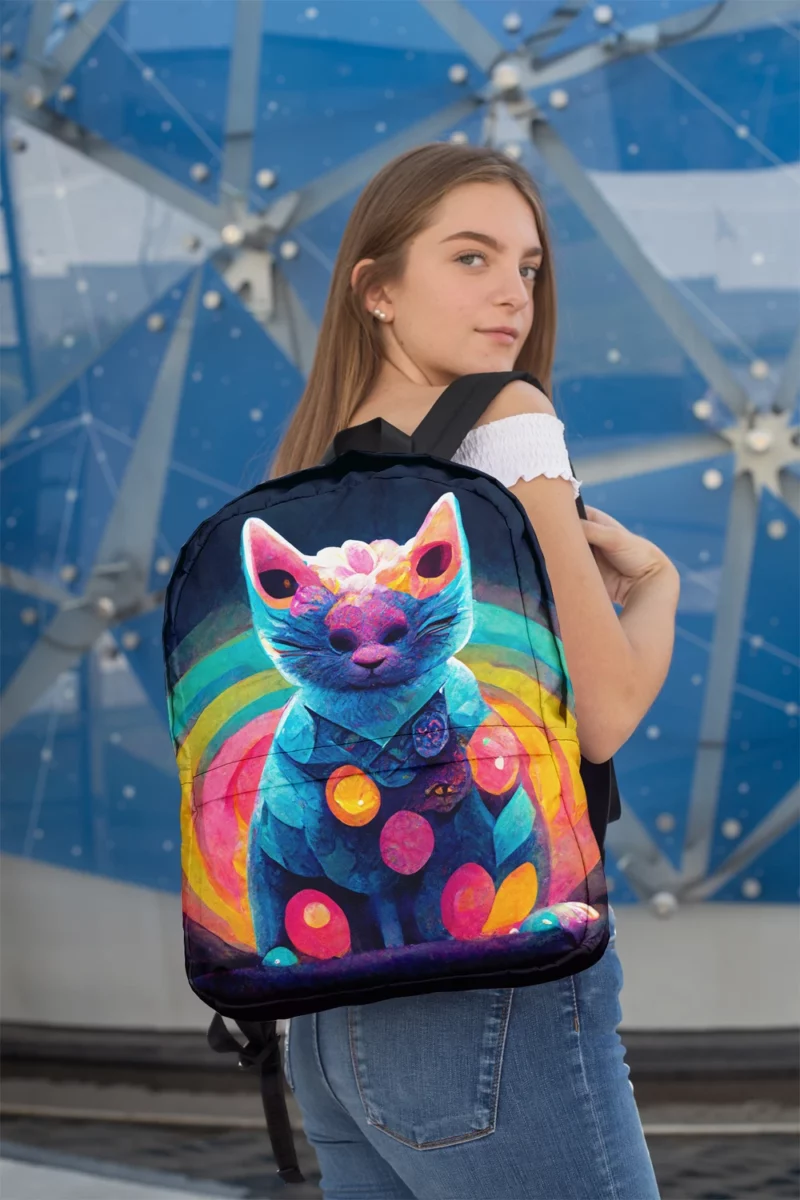 Trippy Psychedelic Cat Portrait Backpack 2