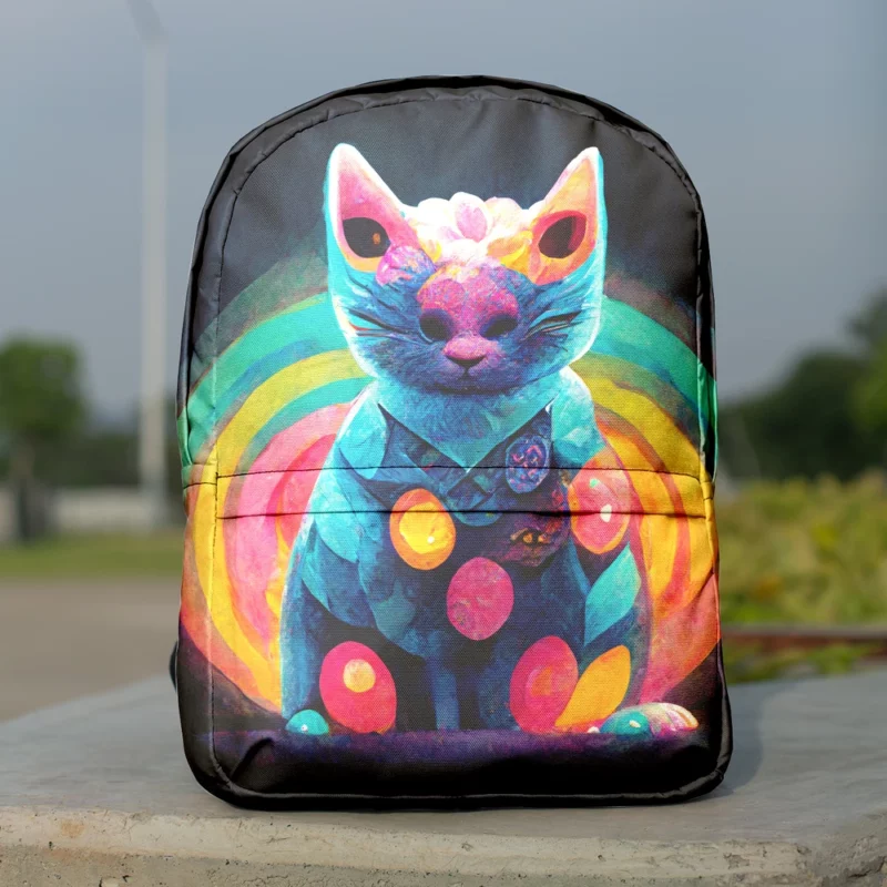 Trippy Psychedelic Cat Portrait Backpack