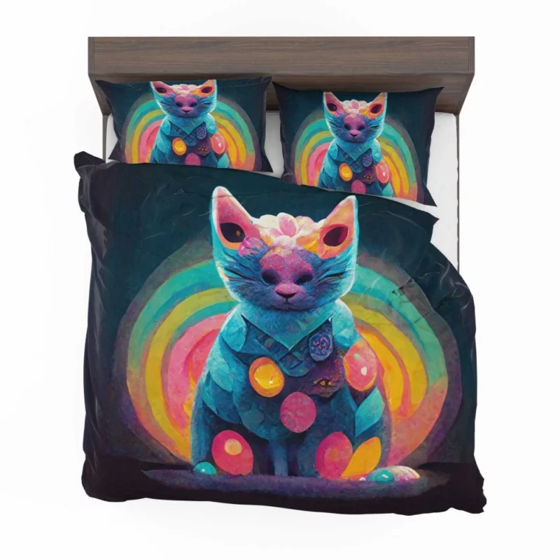 Trippy Psychedelic Cat Portrait Bedding Set 2