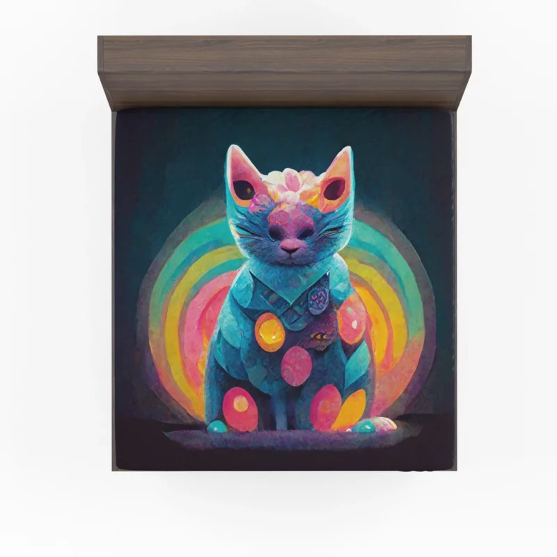 Trippy Psychedelic Cat Portrait Fitted Sheet