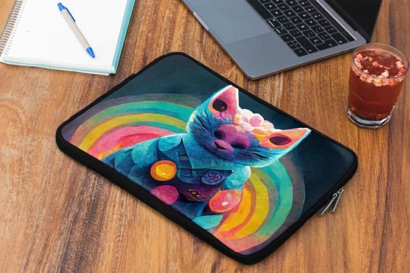 Trippy Psychedelic Cat Portrait Laptop Sleeve 2