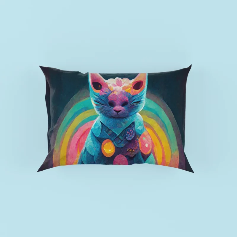 Trippy Psychedelic Cat Portrait Pillow Cases