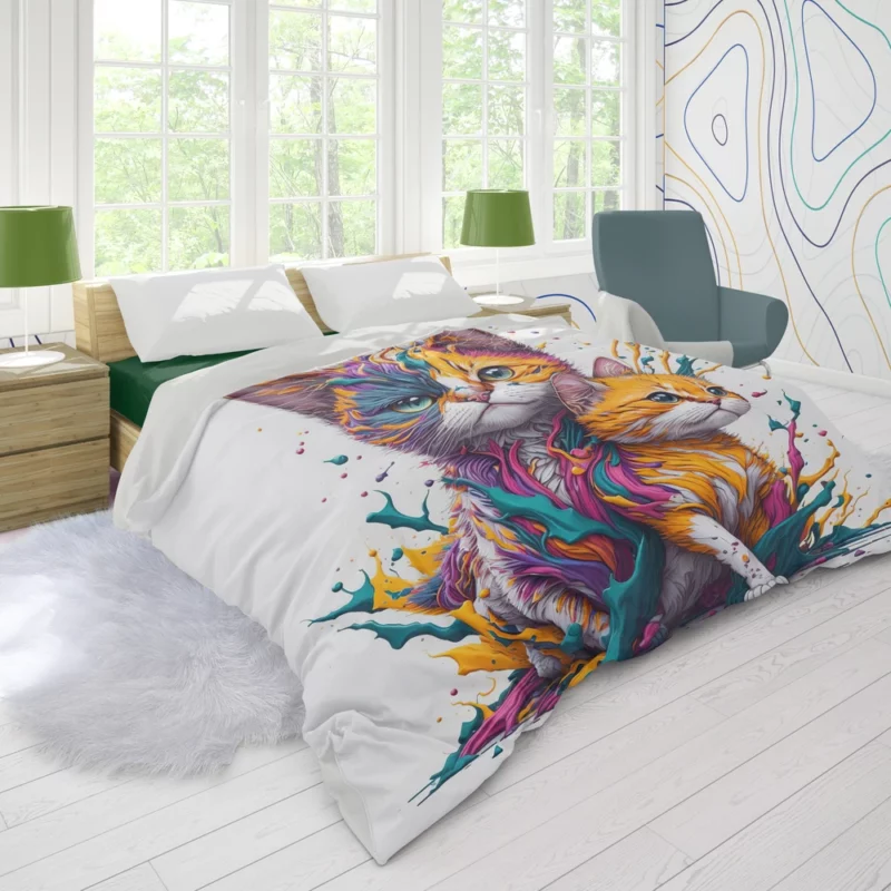 Two Cats in Contrast Duvet Cover