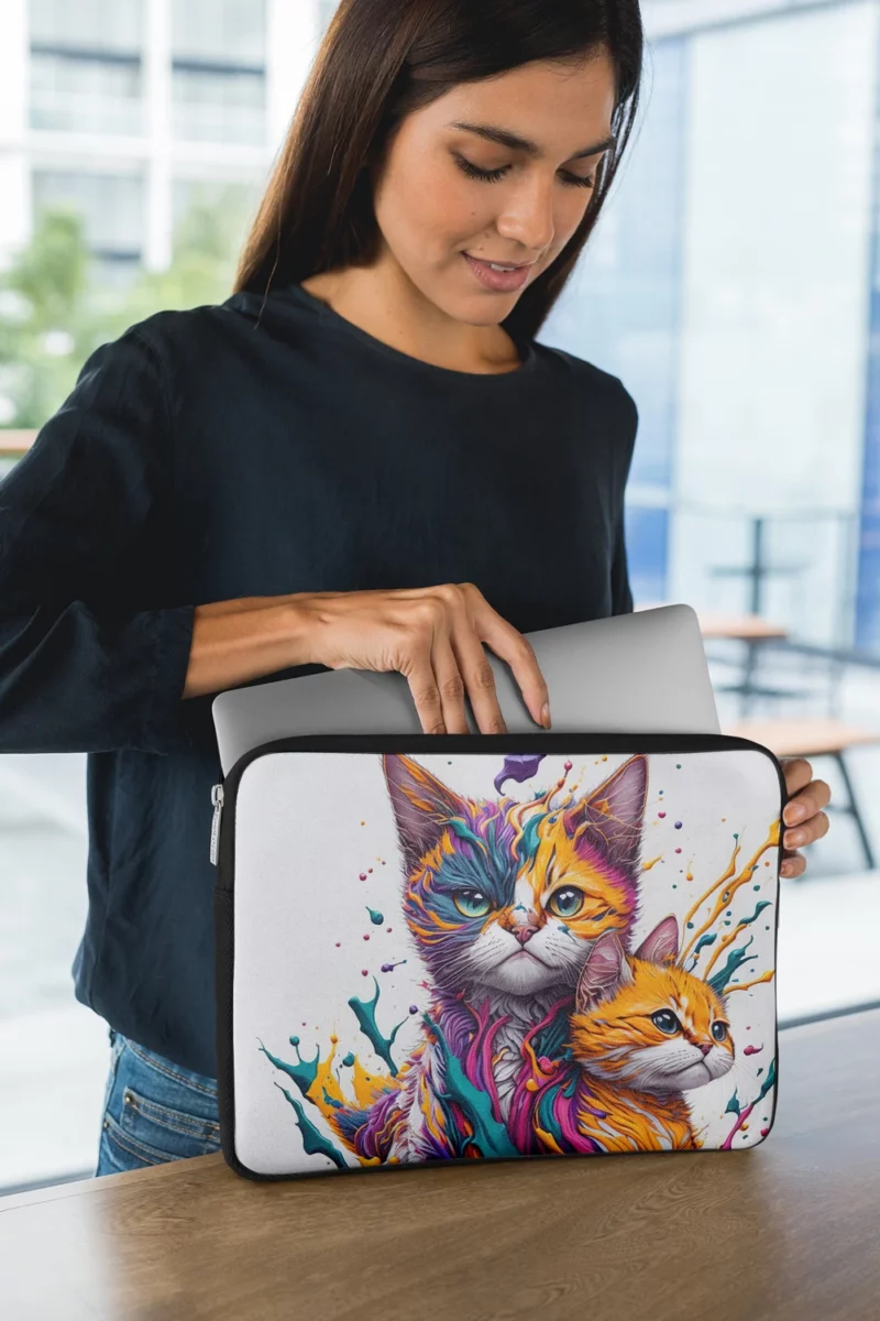 Two Cats in Contrast Laptop Sleeve 1