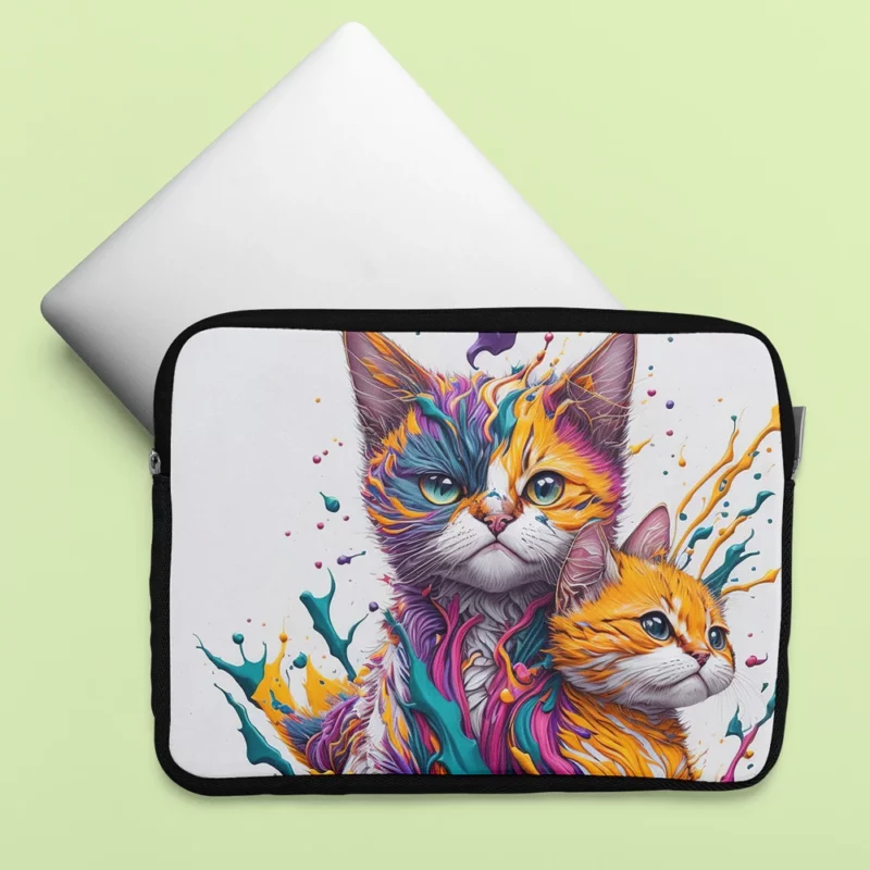 Two Cats in Contrast Laptop Sleeve