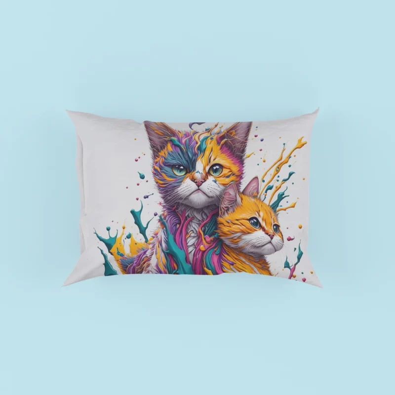 Two Cats in Contrast Pillow Cases