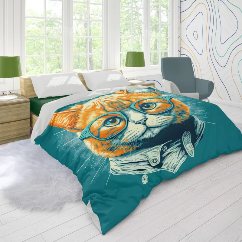 Unique Pop Art Cat Design Duvet Cover