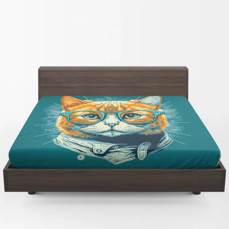 Unique Pop Art Cat Design Fitted Sheet 1