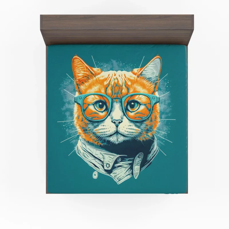 Unique Pop Art Cat Design Fitted Sheet