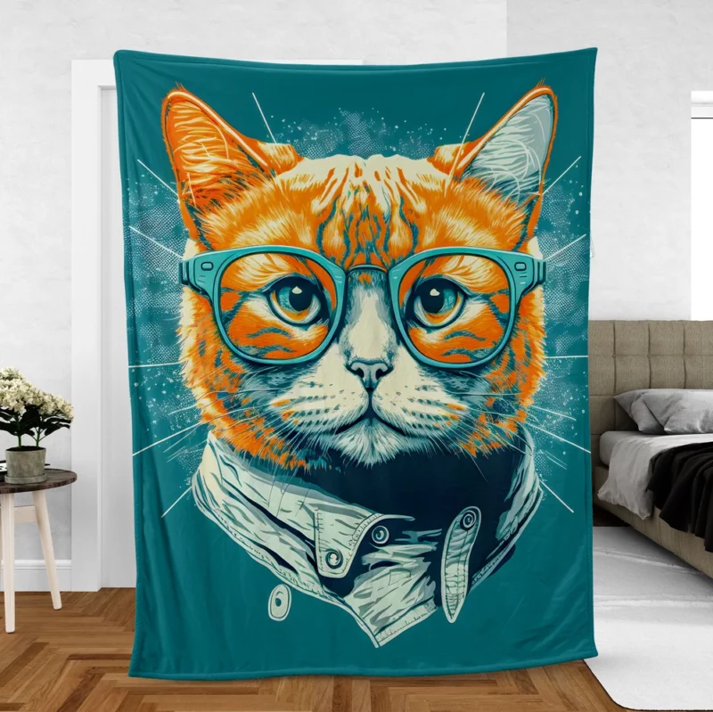 Unique Pop Art Cat Design Fleece Blanket