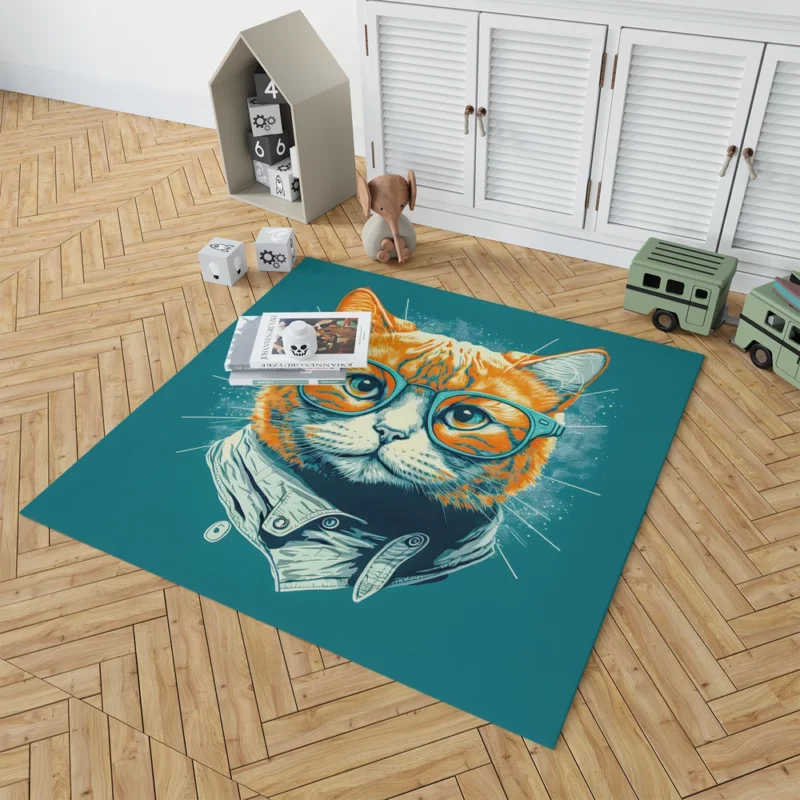 Unique Pop Art Cat Design Rug 1