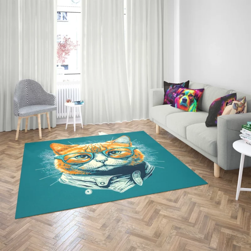 Unique Pop Art Cat Design Rug 2