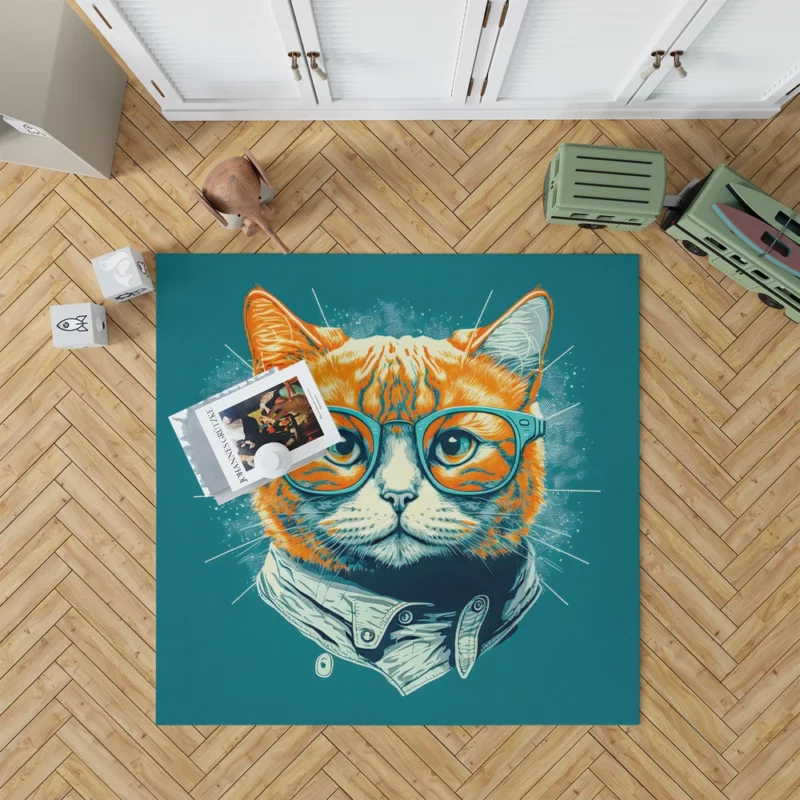 Unique Pop Art Cat Design Rug