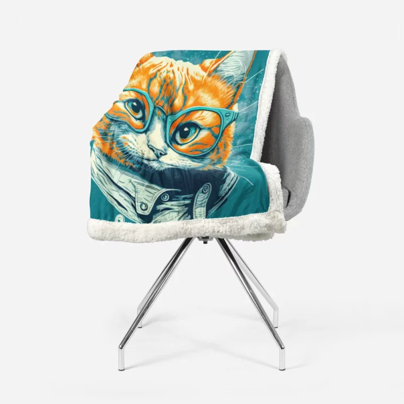 Unique Pop Art Cat Design Sherpa Fleece Blanket 1