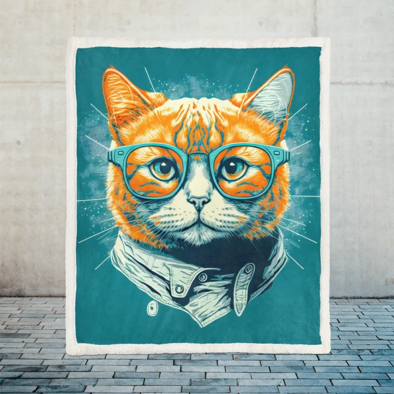 Unique Pop Art Cat Design Sherpa Fleece Blanket