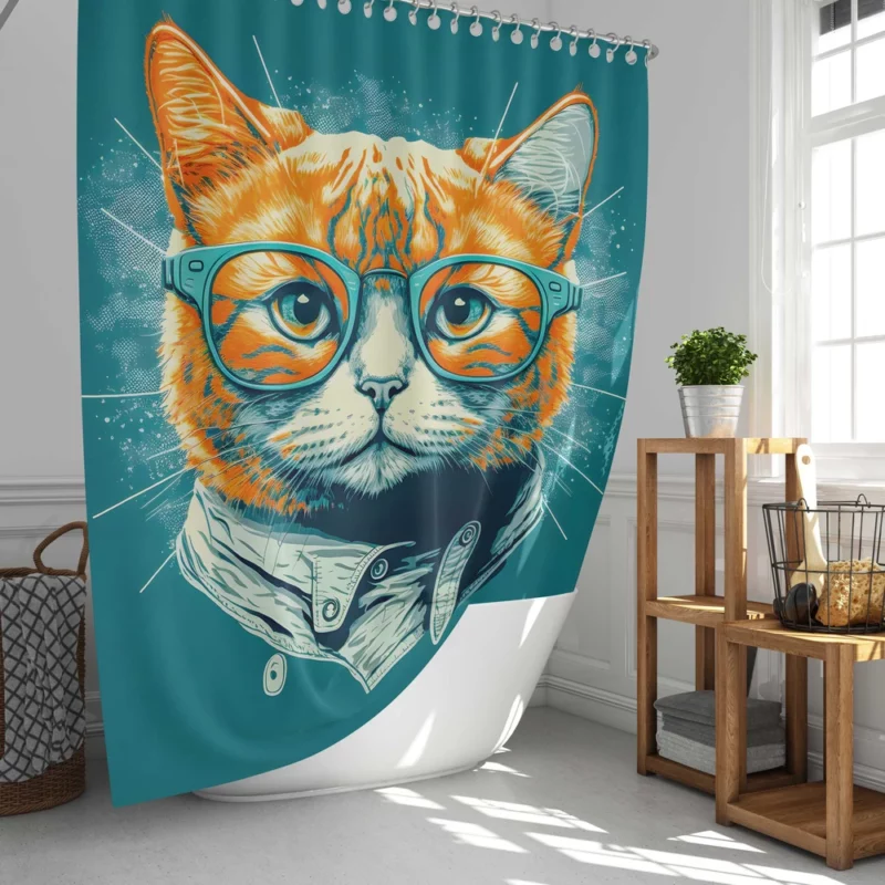 Unique Pop Art Cat Design Shower Curtain