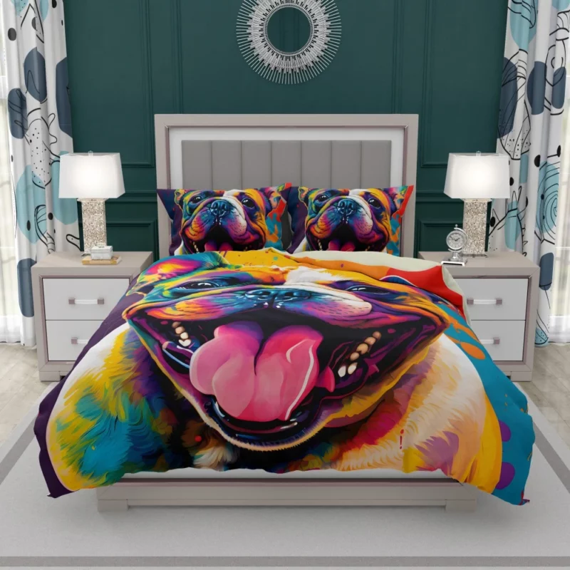 Vibrant Dog Painting with Pink Tongue Bedding Set 1