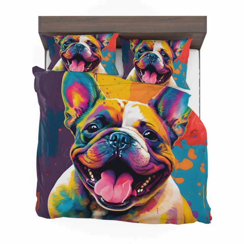 Vibrant Dog Painting with Pink Tongue Bedding Set 2