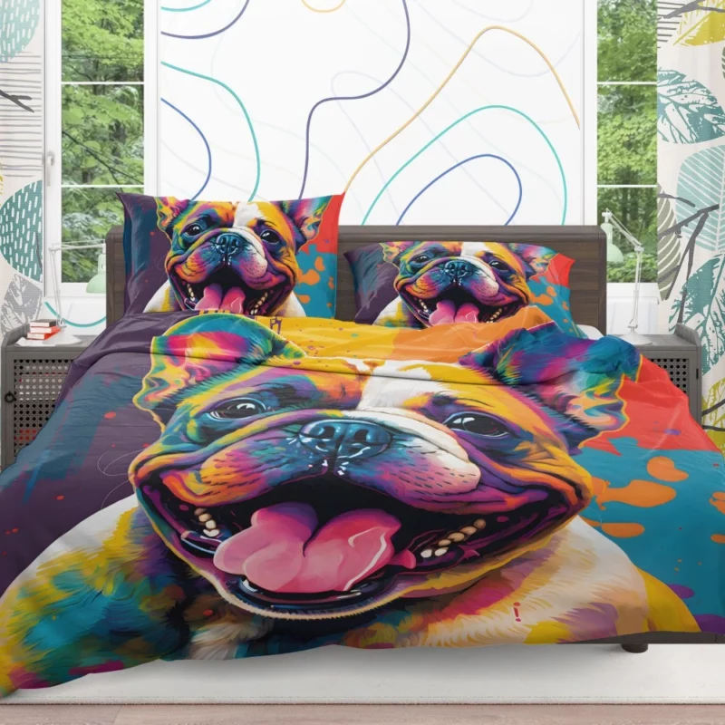 Vibrant Dog Painting with Pink Tongue Bedding Set